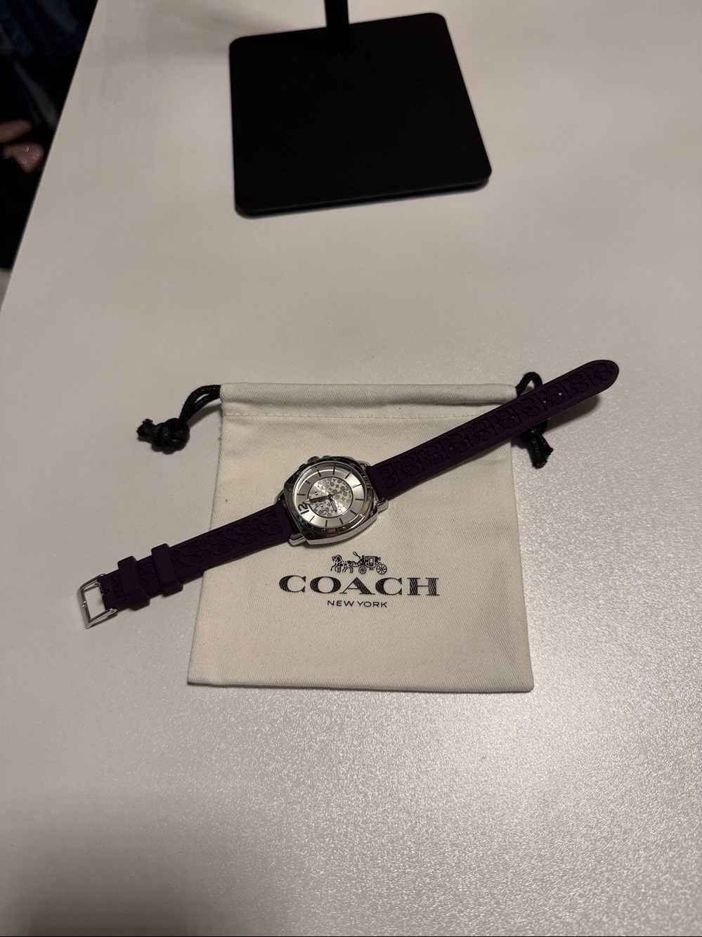 Coach Silver and Dark Purple Timepiece